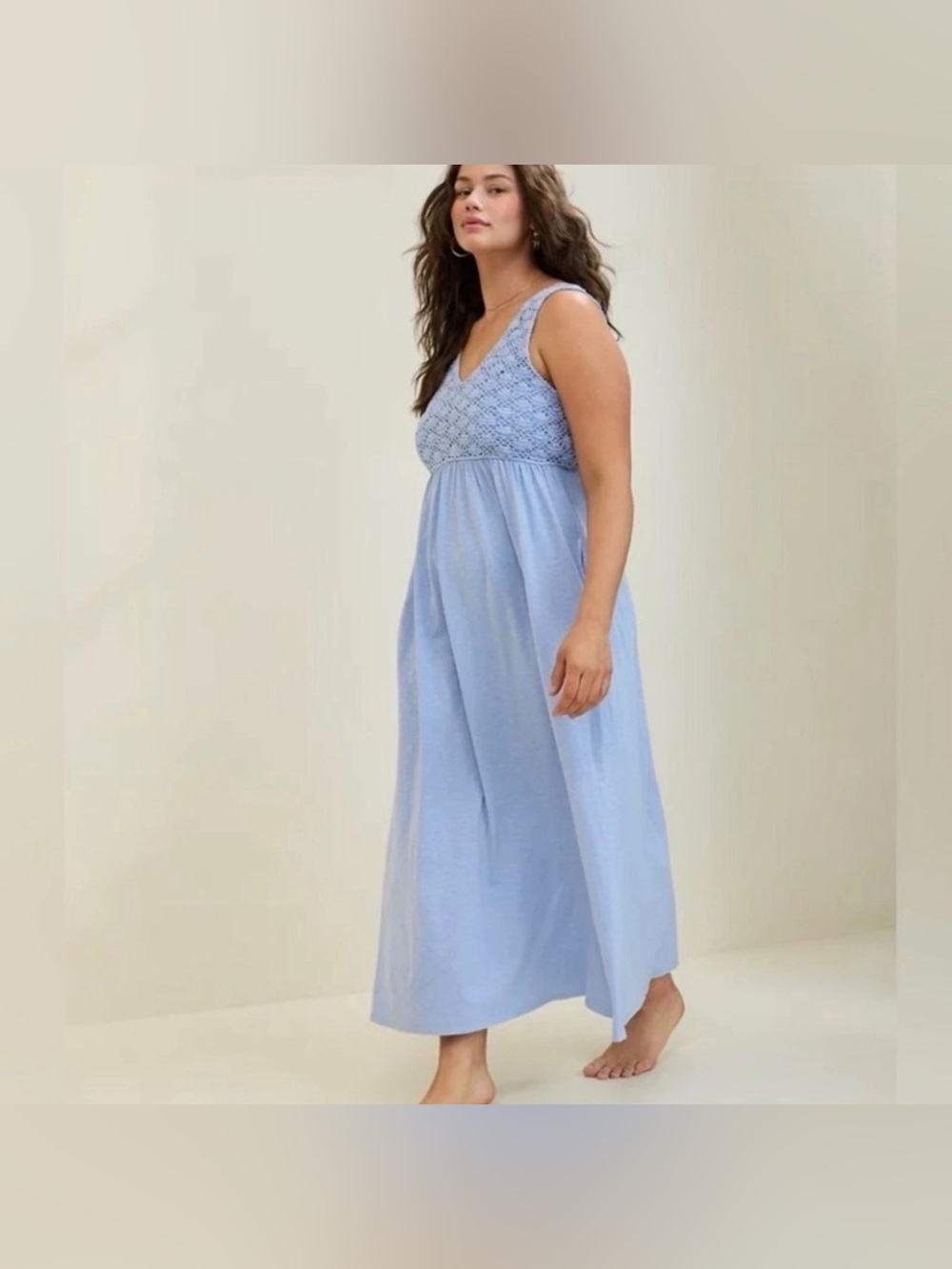 Aerie Crochet dress Maxi Ocean Sky Size XS Extra Small beach boho summer